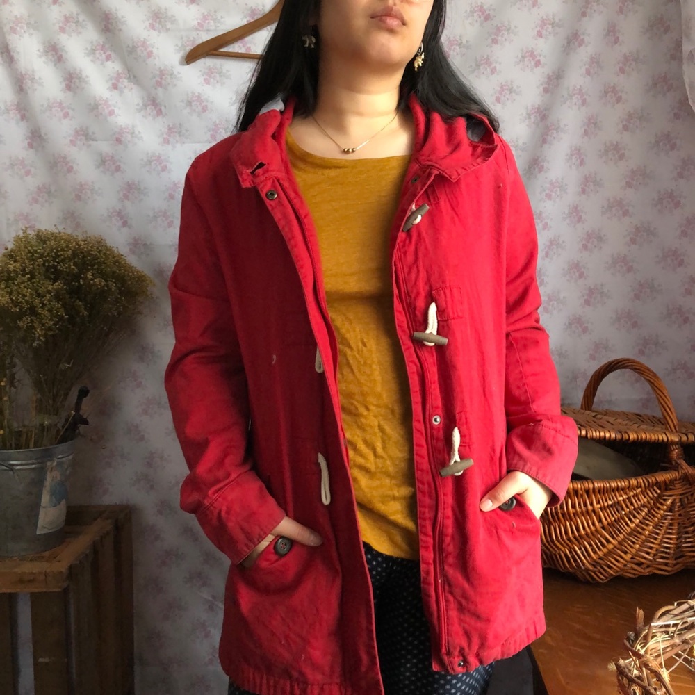 Celebrity Pink Cherry Red Cotton Twill Jacket